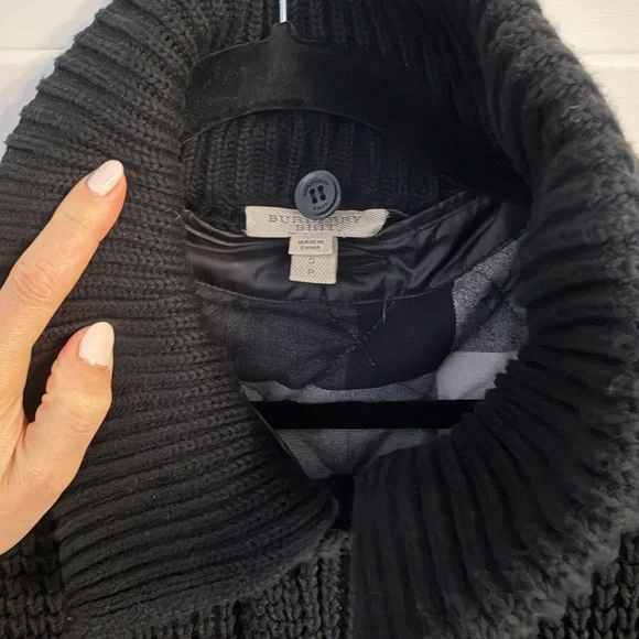 Burberry Black Chunky Ribbed Button Cardigan bomber jacket - Picture 2 of 6